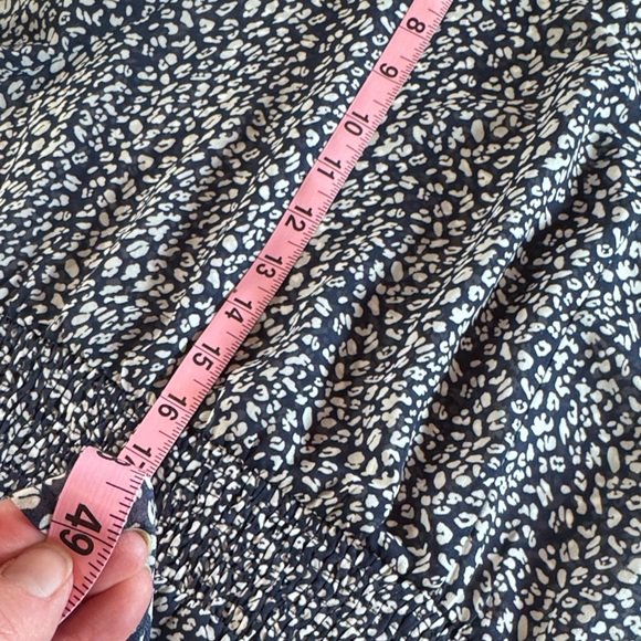 Agnes Orinda Navy White Print Midi Dress 4X Plus Size Smocked Waist Flowy - Picture 11 of 14